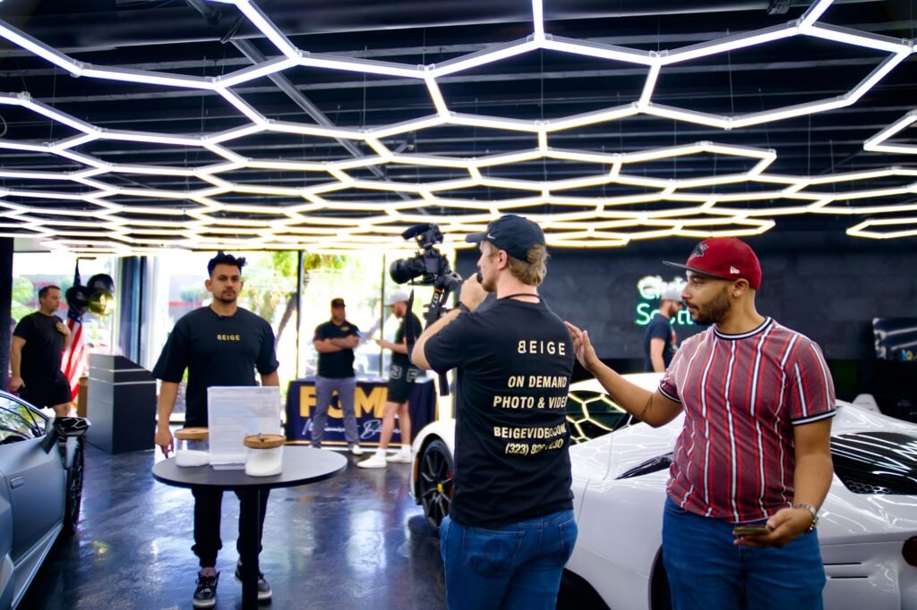 pexels-photo-32538952-32538952 Capturing a luxury car video shoot in Los Angeles with a professional crew.